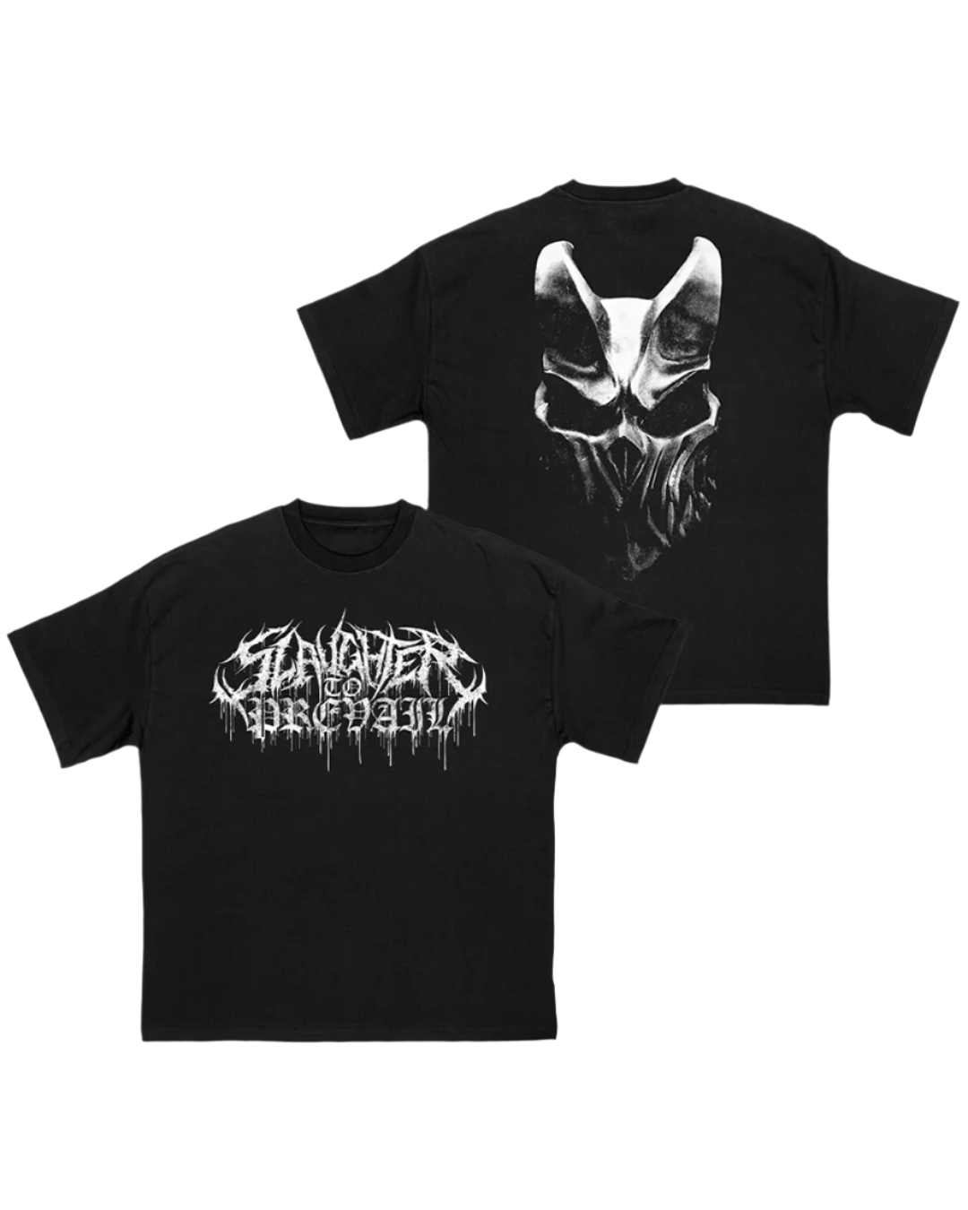 SLAUGHTER TO PREVAIL - WHITE LOGO MASK SHIRT - First Blood Merchandise